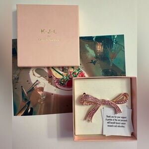 New KENNETH JAY LANE Pink rhinestone ribbon brooch pin breast cancer awareness